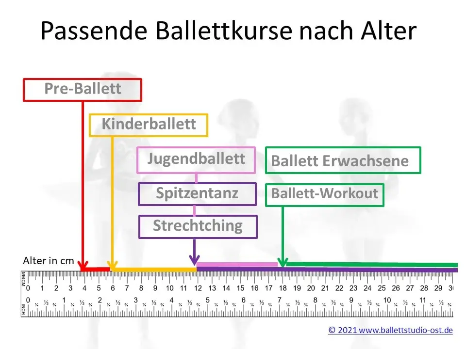 FAQs Ballettstudio Ost |Infografik Welcher Kurs für welches Alter